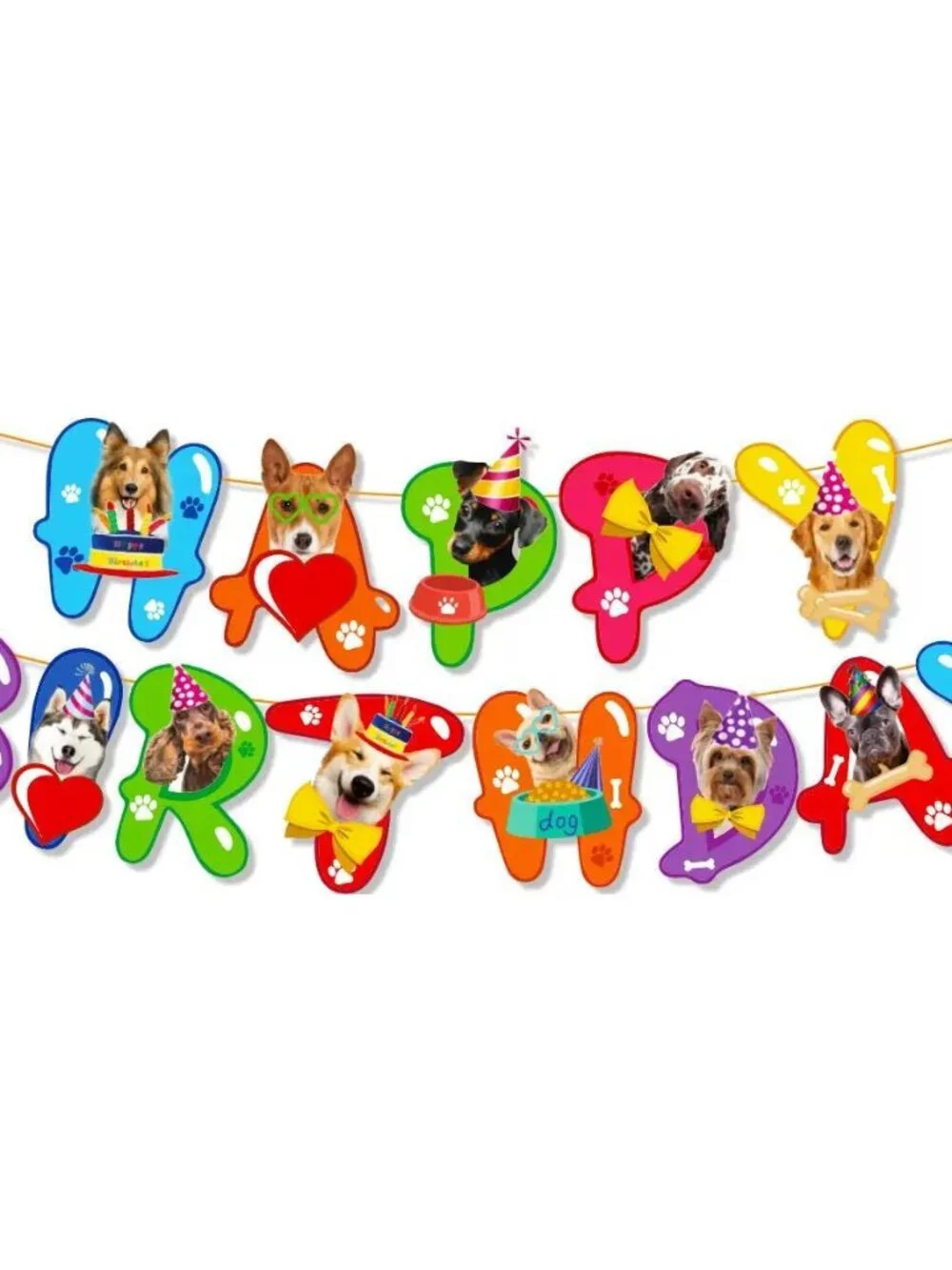 Dog Colorful Themed Birthday Party Decorations Set – Banner, Garland & Toppers
